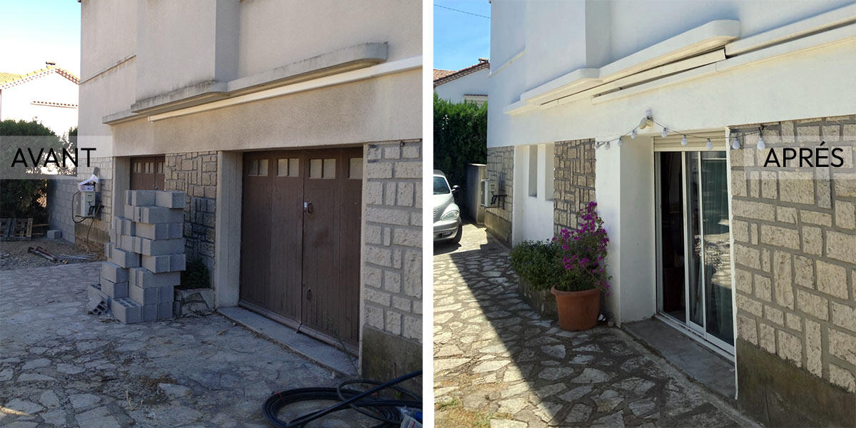 Avant -Aprés, Mutation garages de villa en logement privatif **Montpellier**
